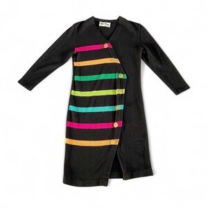 Vintage 80s Chic Black Knit Sweater Dress